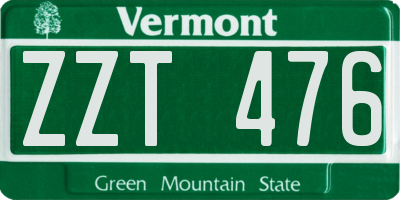 VT license plate ZZT476