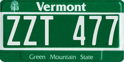 VT license plate ZZT477