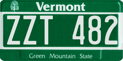 VT license plate ZZT482