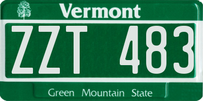 VT license plate ZZT483