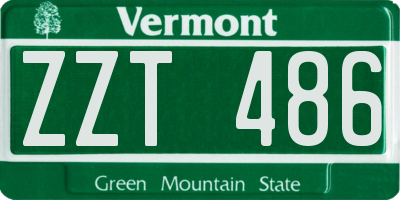 VT license plate ZZT486