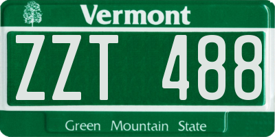 VT license plate ZZT488