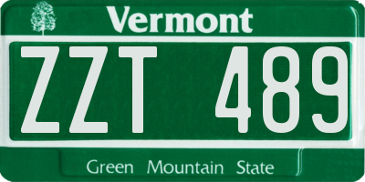 VT license plate ZZT489