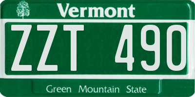VT license plate ZZT490