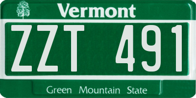 VT license plate ZZT491