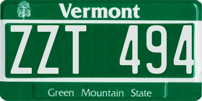 VT license plate ZZT494