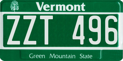 VT license plate ZZT496