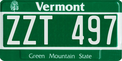 VT license plate ZZT497