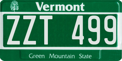 VT license plate ZZT499