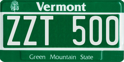 VT license plate ZZT500