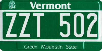 VT license plate ZZT502