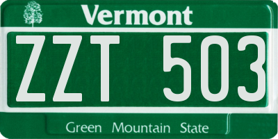 VT license plate ZZT503