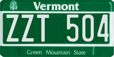 VT license plate ZZT504