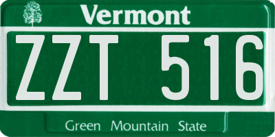 VT license plate ZZT516