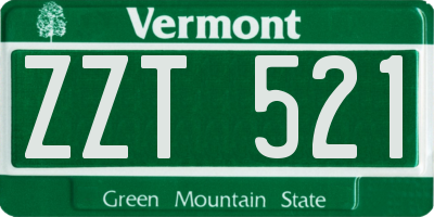 VT license plate ZZT521