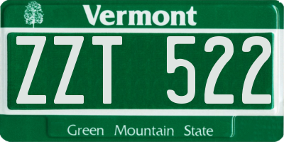 VT license plate ZZT522