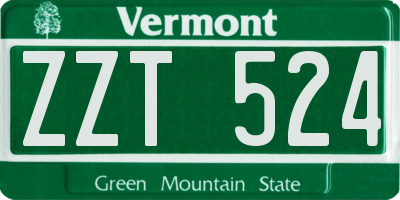 VT license plate ZZT524