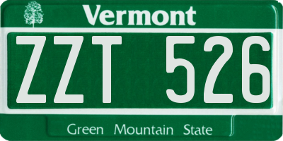 VT license plate ZZT526