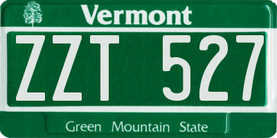 VT license plate ZZT527