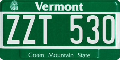 VT license plate ZZT530