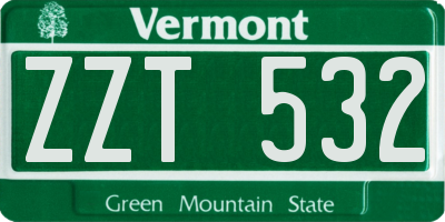 VT license plate ZZT532