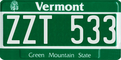 VT license plate ZZT533