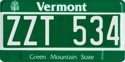 VT license plate ZZT534
