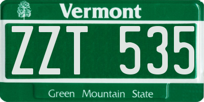 VT license plate ZZT535