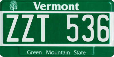 VT license plate ZZT536