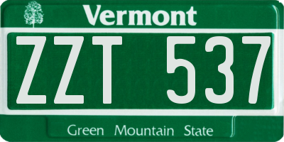 VT license plate ZZT537