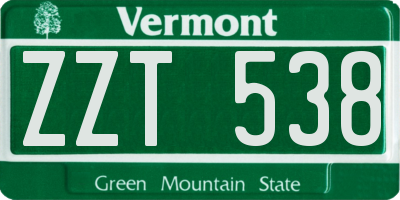 VT license plate ZZT538