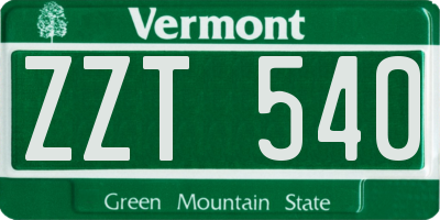 VT license plate ZZT540