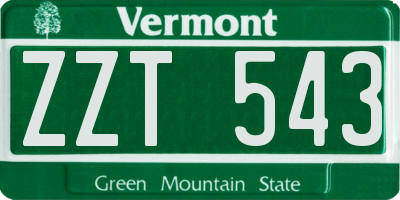 VT license plate ZZT543