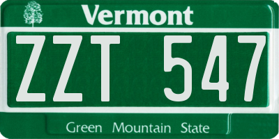 VT license plate ZZT547