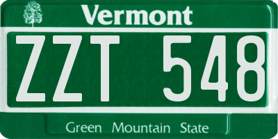 VT license plate ZZT548
