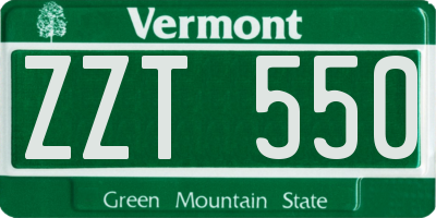VT license plate ZZT550