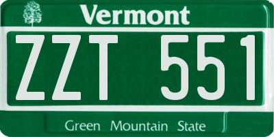 VT license plate ZZT551
