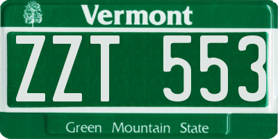 VT license plate ZZT553