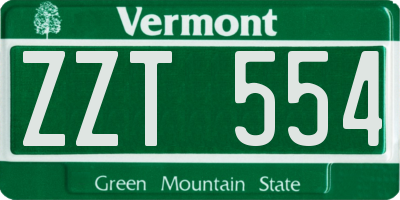 VT license plate ZZT554