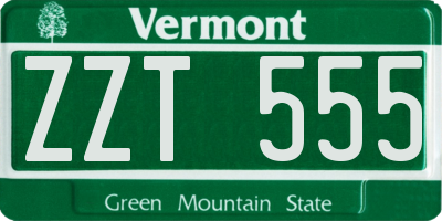 VT license plate ZZT555