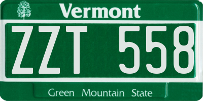 VT license plate ZZT558