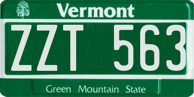 VT license plate ZZT563