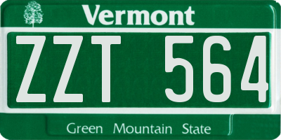 VT license plate ZZT564