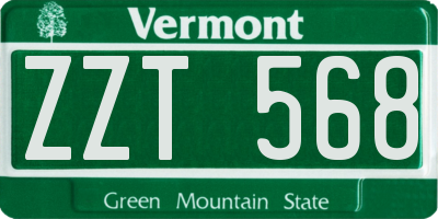VT license plate ZZT568