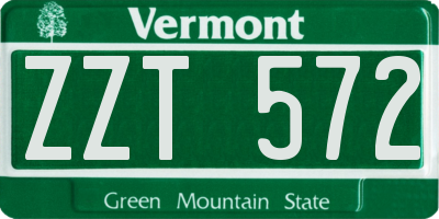 VT license plate ZZT572