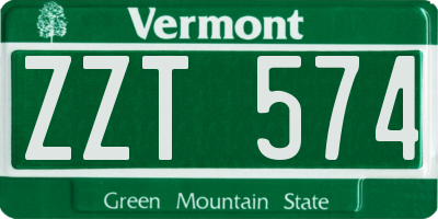 VT license plate ZZT574