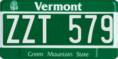 VT license plate ZZT579