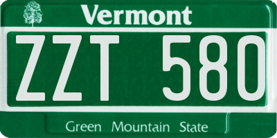 VT license plate ZZT580