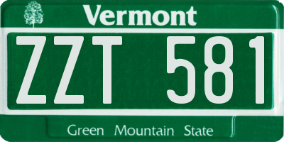 VT license plate ZZT581