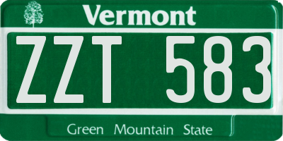 VT license plate ZZT583